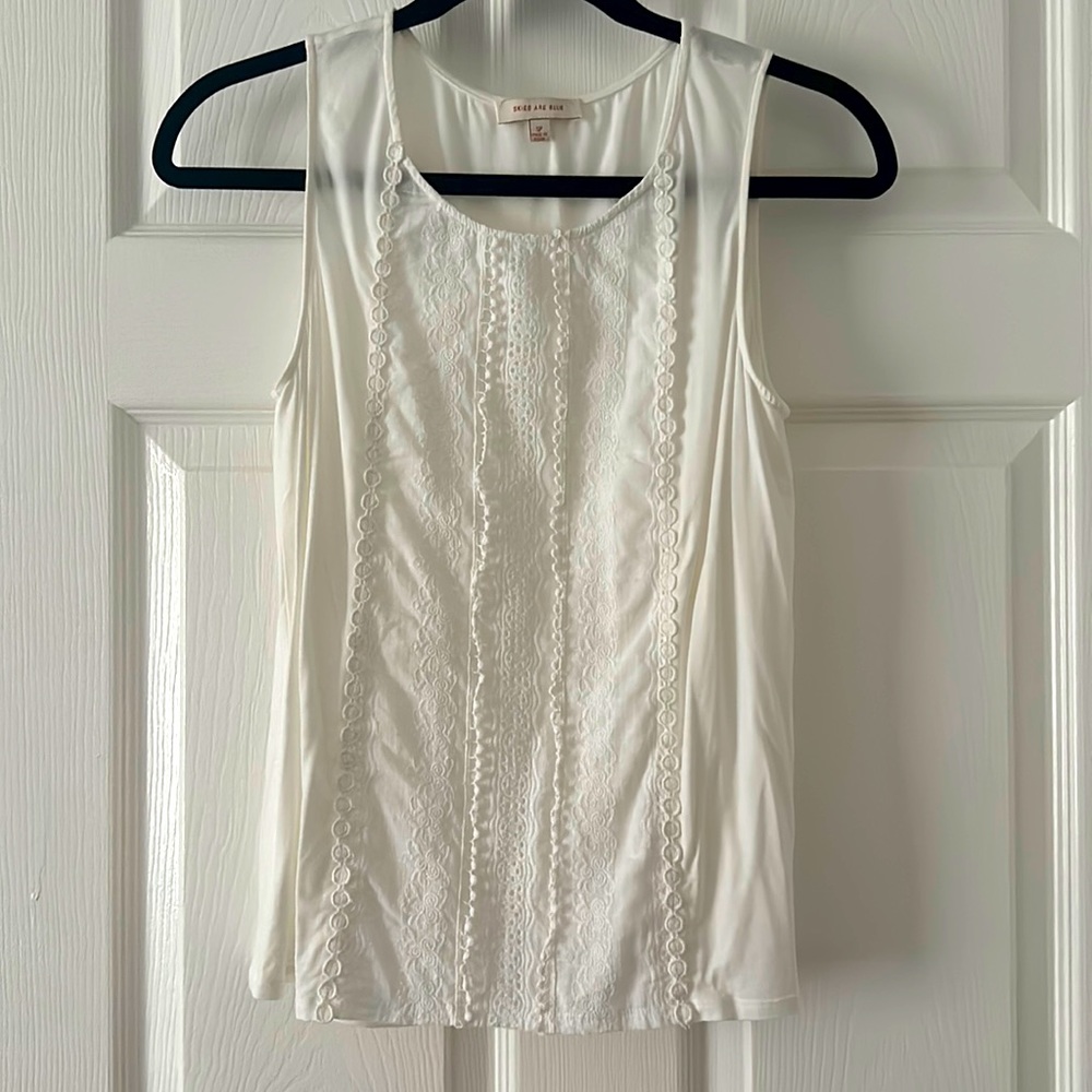 Skies Are Blue White Sleeveless Blouse